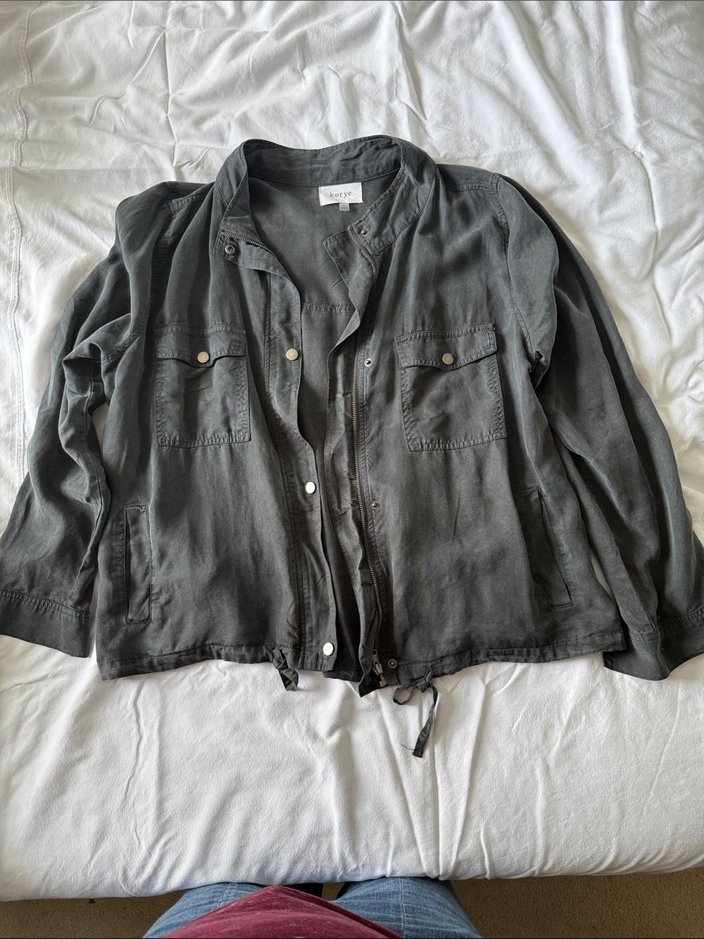Korye Women's Charcoal Utility Jacket with Front Pockets